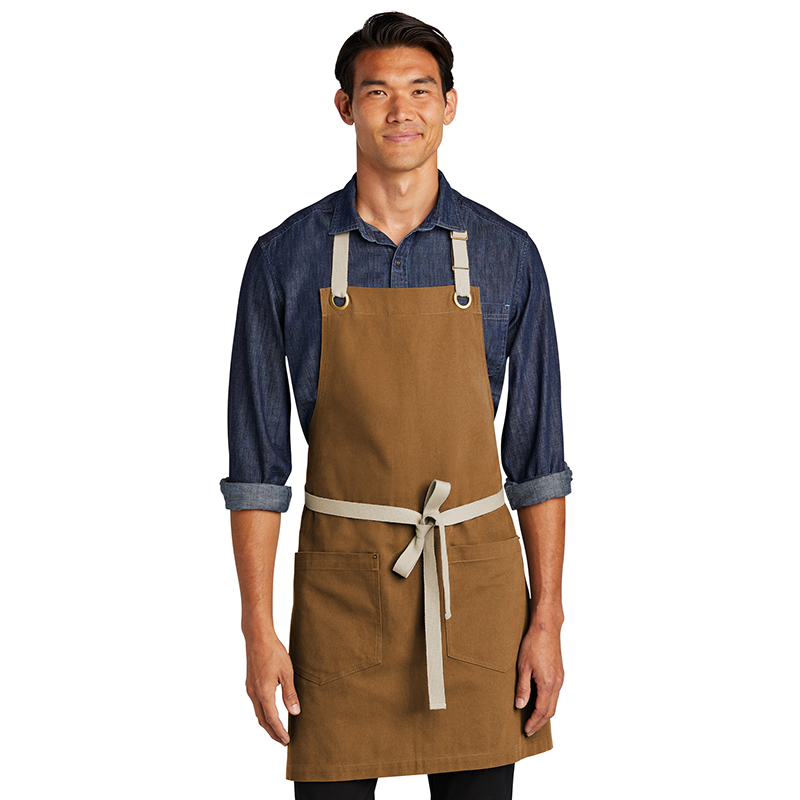 Brown-Stone Port Authority A815 Canvas Full-Length Two-Pocket Apron (Executive chef %100 cotton)