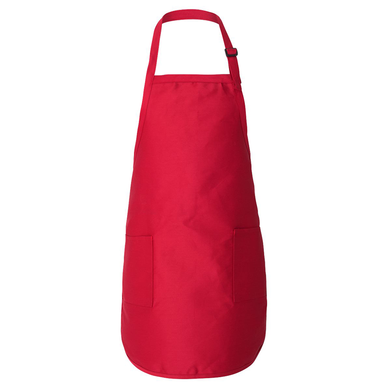 Red Full-Length Apron with Pockets (Chef apron 55/45 cotton/polyester)