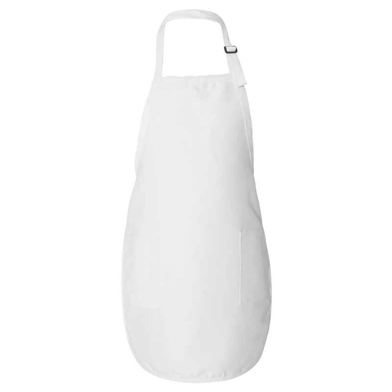 White Full-Length Apron with Pockets Apron Q-Tees Brand (Chef apron 55/45 cotton/polyester)