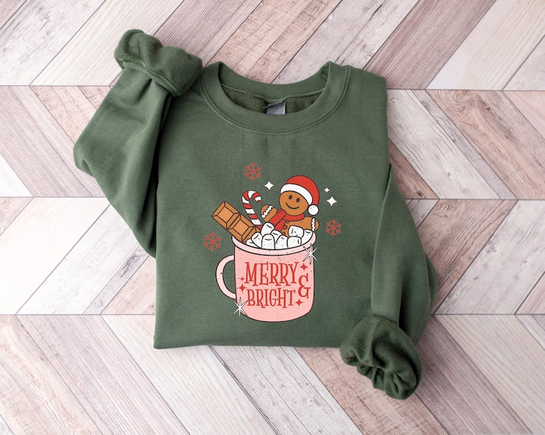 Merry Christmas Gingerbread Coffee Cookies Sweatshirt (2XL-3XL)