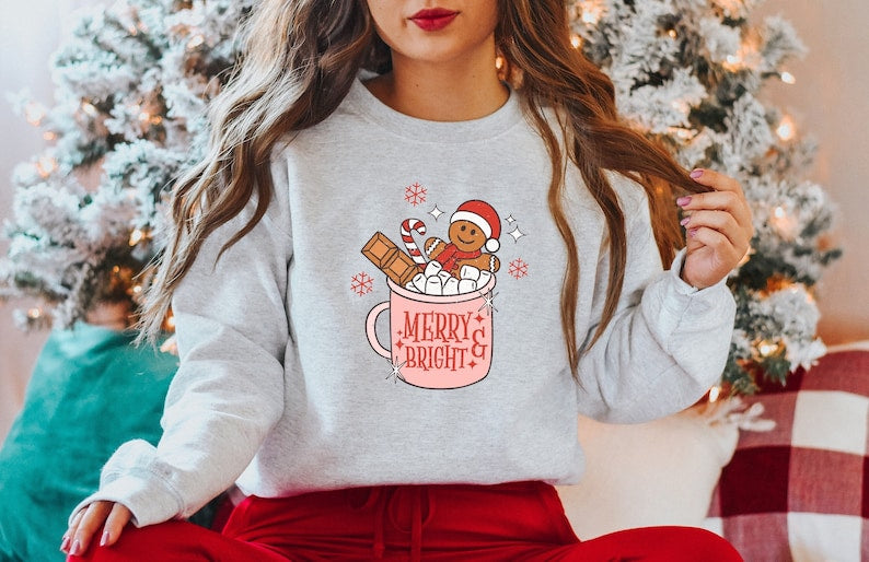 Merry Christmas Gingerbread Coffee Cookies Sweatshirt (2XL-3XL)