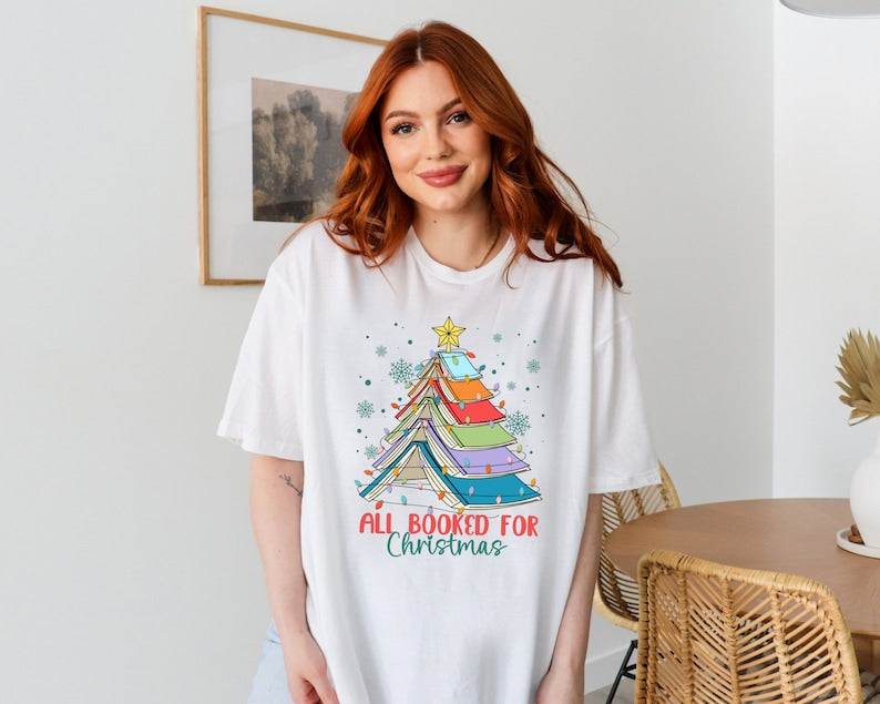 All Booked For Christmas T-Shirt (2XL-3XL)