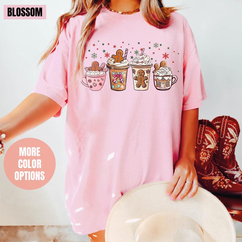 Gingerbread Christmas Coffee Comfort Colors T-Shirt (S-M-L-XL)