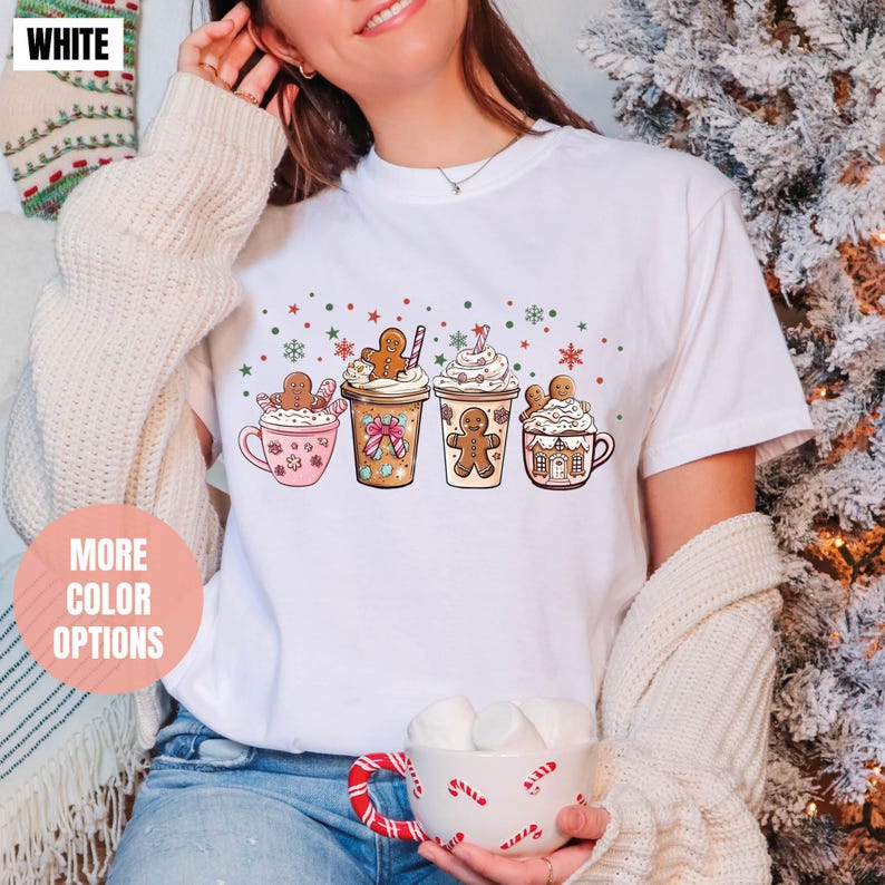 Gingerbread Christmas Coffee Comfort Colors T-Shirt (S-M-L-XL)