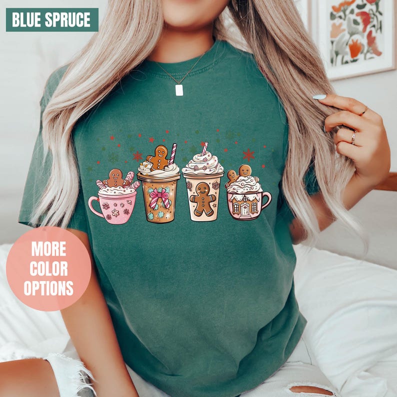 Gingerbread Christmas Coffee Comfort Colors T-Shirt (S-M-L-XL)