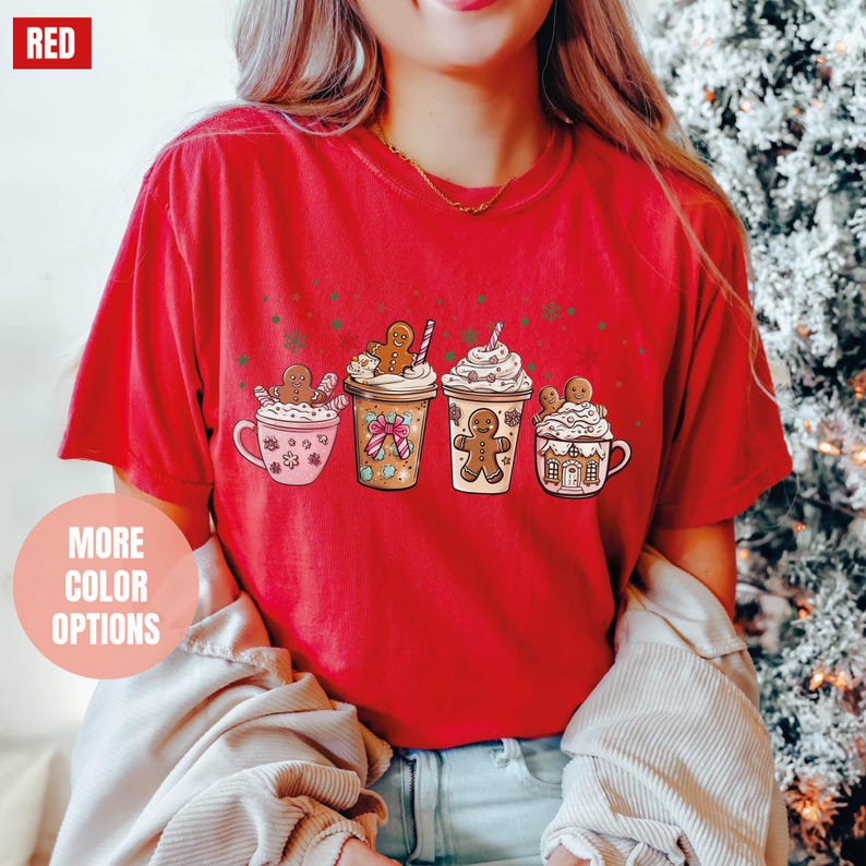 Gingerbread Christmas Coffee Comfort Colors T-Shirt (S-M-L-XL)