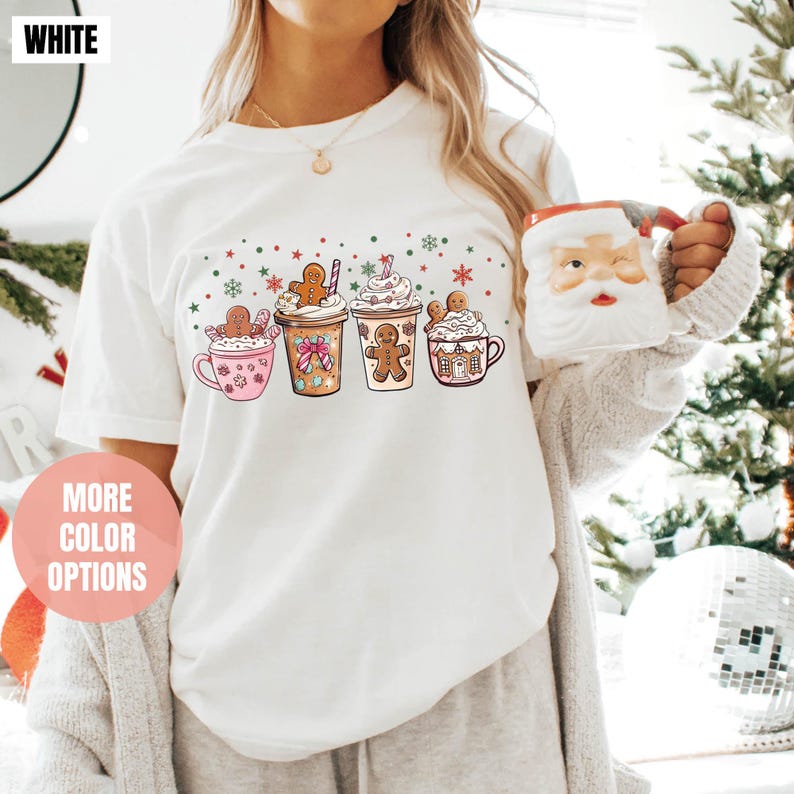 Gingerbread Christmas Coffee Comfort Colors T-Shirt (S-M-L-XL)