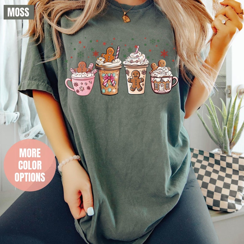 Gingerbread Christmas Coffee Comfort Colors T-Shirt (S-M-L-XL)