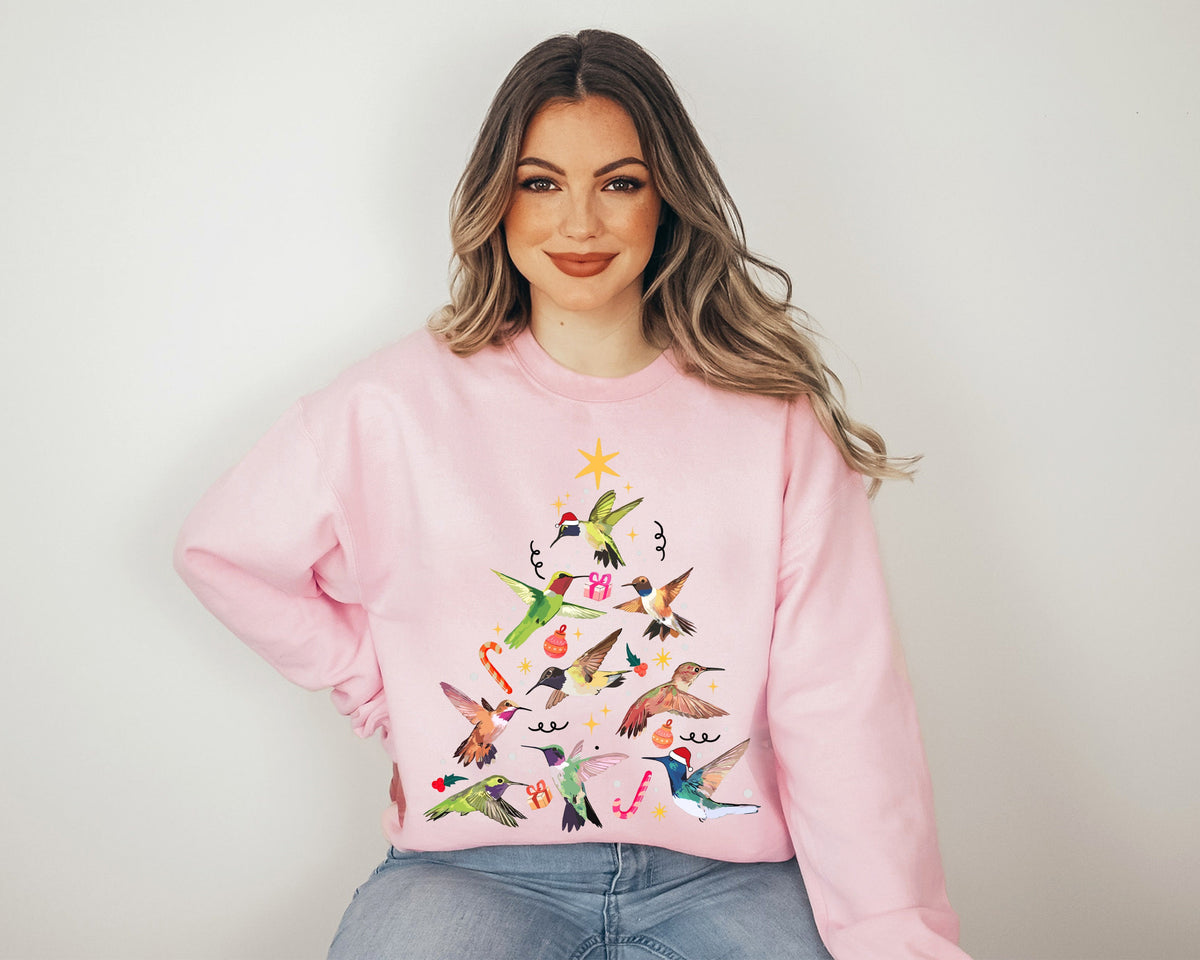 Hummingbird Christmas Sweatshirt, Christmas Hummingbird Shirt, Bird Lovers Gifts, Hummingbird Gifts, Cute Hummingbird Christmas Sweatshirt