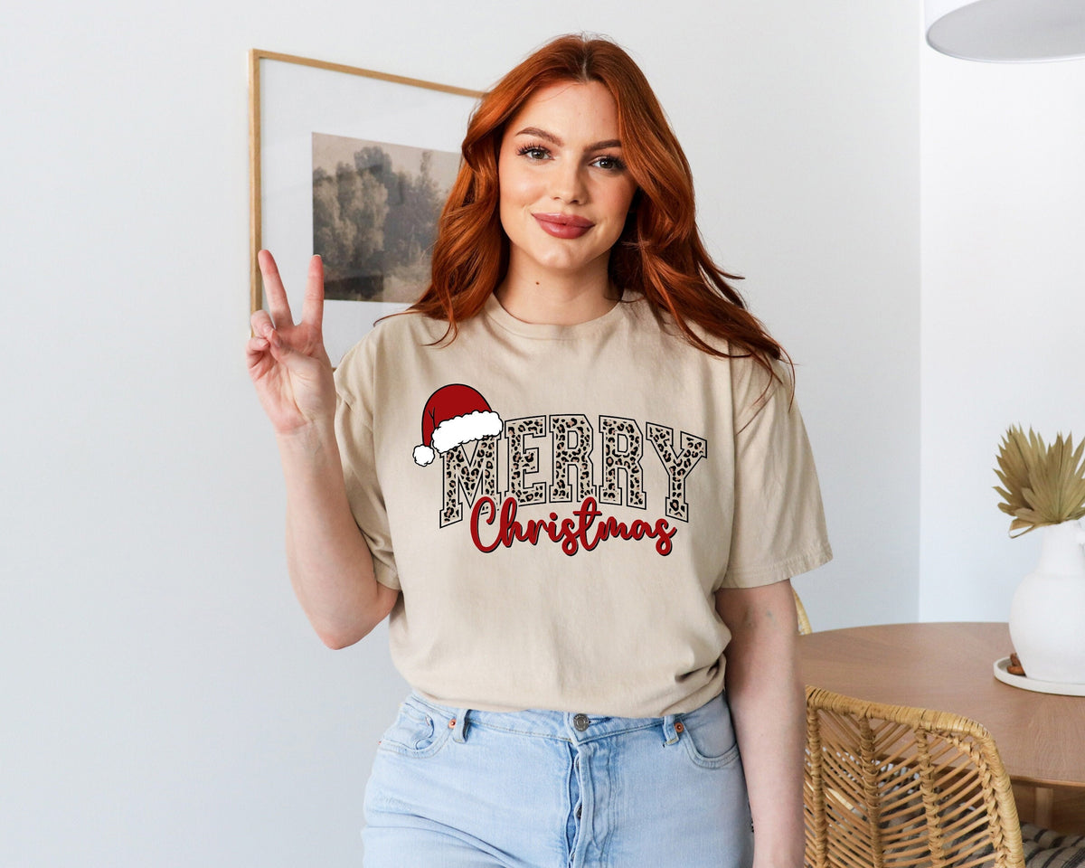 Buffalo Plaid Christmas Shirt, Merry Christmas Shirt, Christmas Family T-Shirt, Leopard Tee, Holiday Gift, Leopard Shirt, Christmas T-shirt