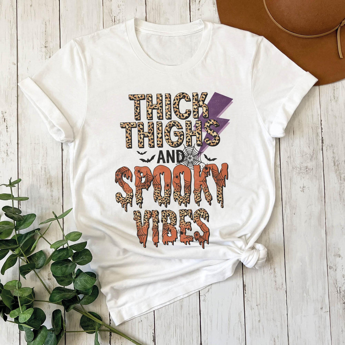 Thick Thighs And Spooky Vibes Shirt, Spooky Vibes Halloween T-Shirt, Halloween Shirt, Funny Halloween T-Shirt, Halloween Tee, Halloween Gift