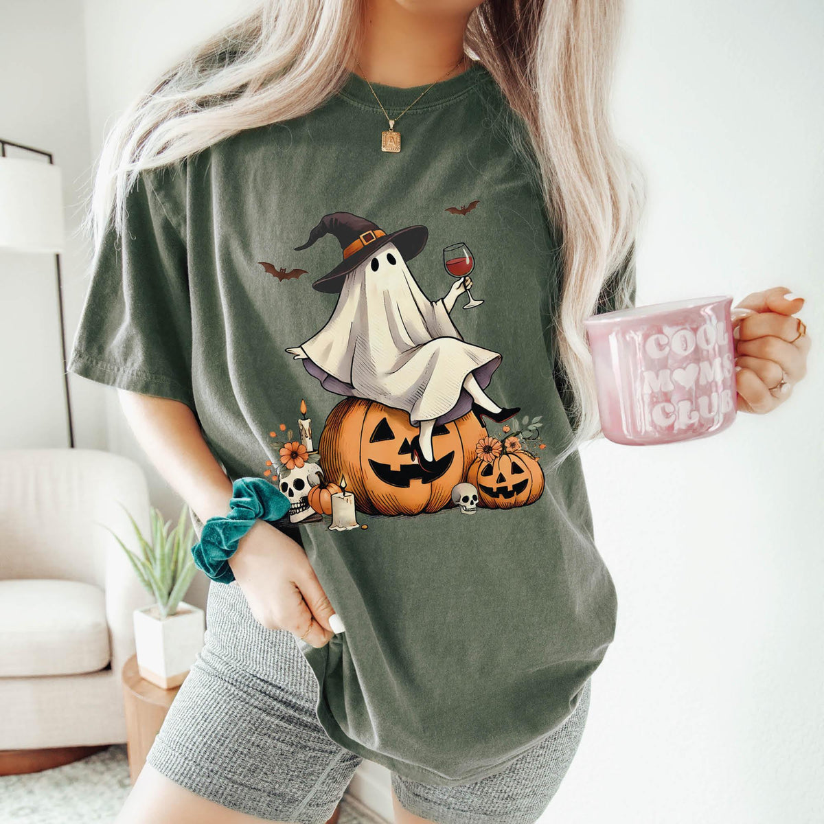 Ghost Wine Drinking Shirt, Funny Halloween Tee for Wine Lovers, Comfort Colors®, Cute Spooky Season Shirts, Wine Lover Gift, Halloween Gifts