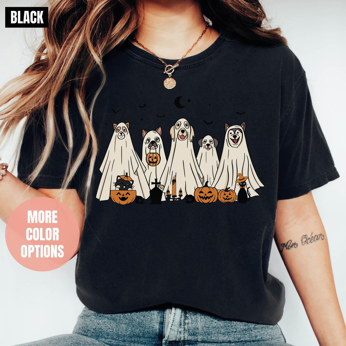 Halloween Shirt, Halloween Shirt, 2024 Happy Halloween, Comfort Colors®, Retro Spooky Season, Halloween Dog Shirts, Ghost Shirts, Ghost Dog