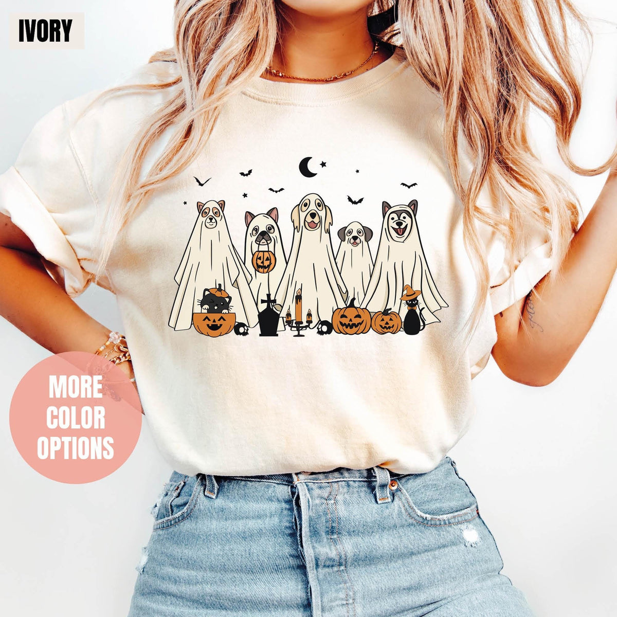 Halloween Shirt, Halloween Shirt, 2024 Happy Halloween, Comfort Colors®, Retro Spooky Season, Halloween Dog Shirts, Ghost Shirts, Ghost Dog