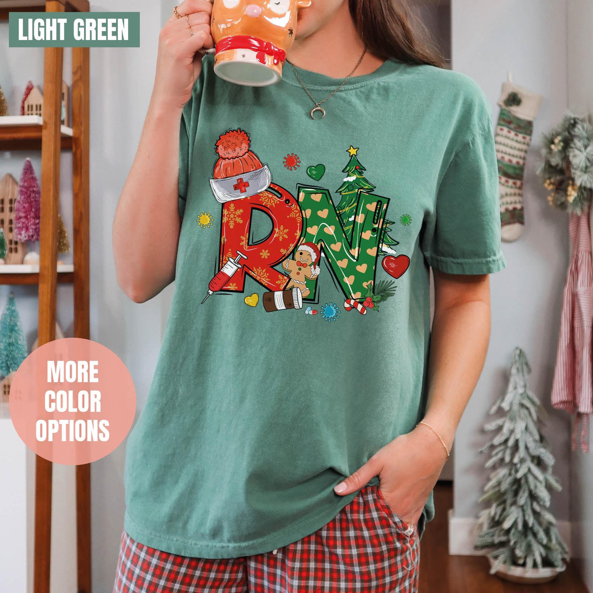 Christmas RN Shirt, Registered Nurse Holiday Shirt, Comfort Colors®, RN Festive Shirt, RN Shirt, Registered Nurse Christmas Gift, Nurse Gift