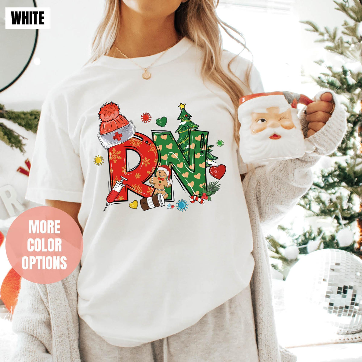 Christmas RN Shirt, Registered Nurse Holiday Shirt, Comfort Colors®, RN Festive Shirt, RN Shirt, Registered Nurse Christmas Gift, Nurse Gift