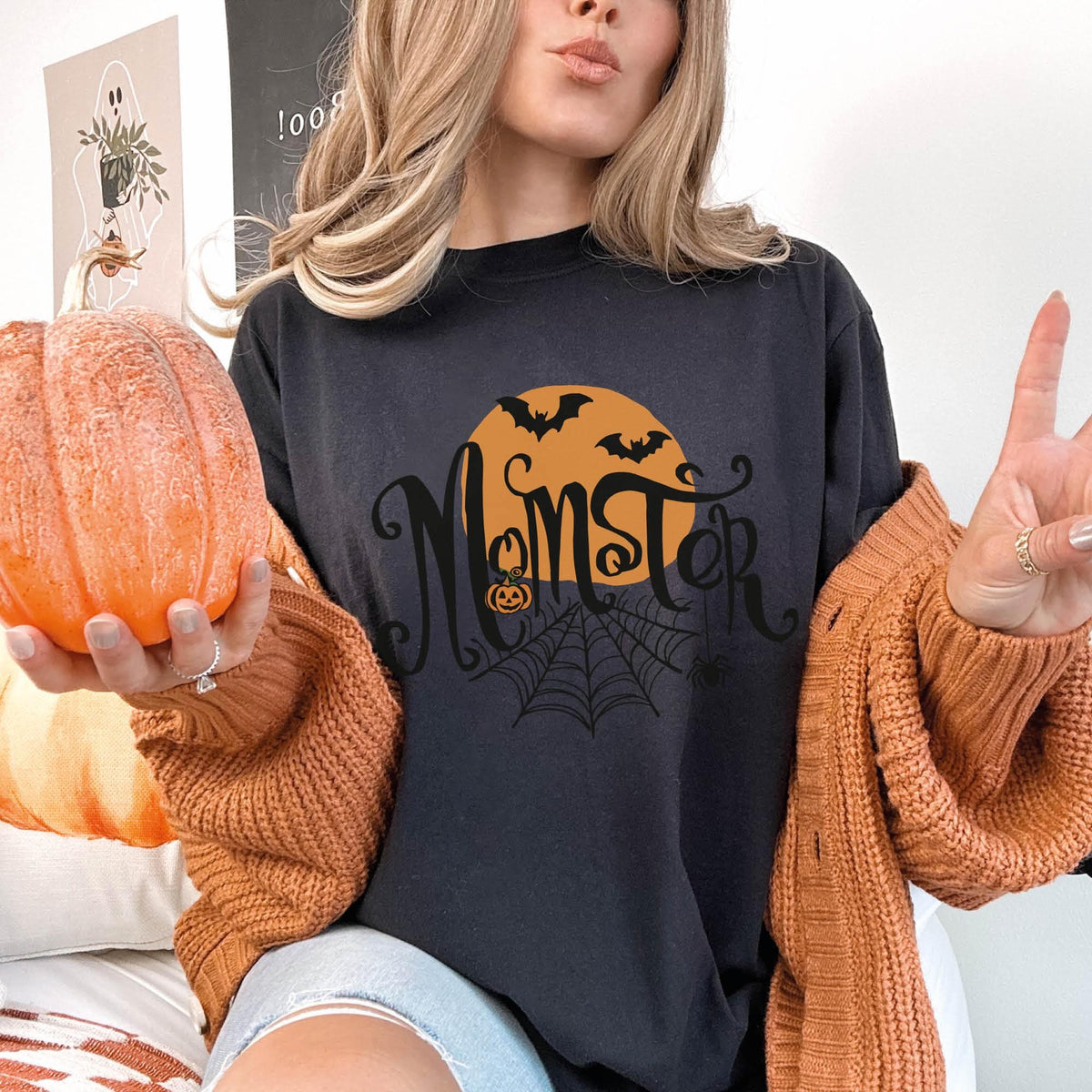 Momster Sweatshirt, Halloween Mom Shirt, Women Halloween Shirts, Comfort Colors®, Halloween Gifts, Funny Halloween Shirts, Pumpkin T-shirts