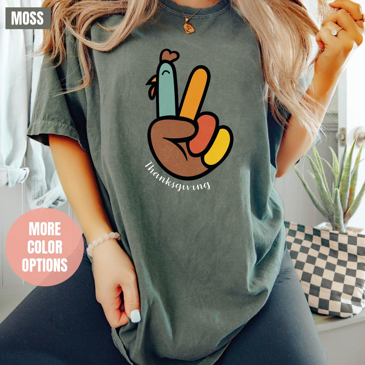 Peace Sign Turkey, Retro Thanksgiving Turkey Shirt, Comfort Colors®, Hello Thanksgiving T-shirts, Happy Thanksgiving, Gifts For Thanksgiving