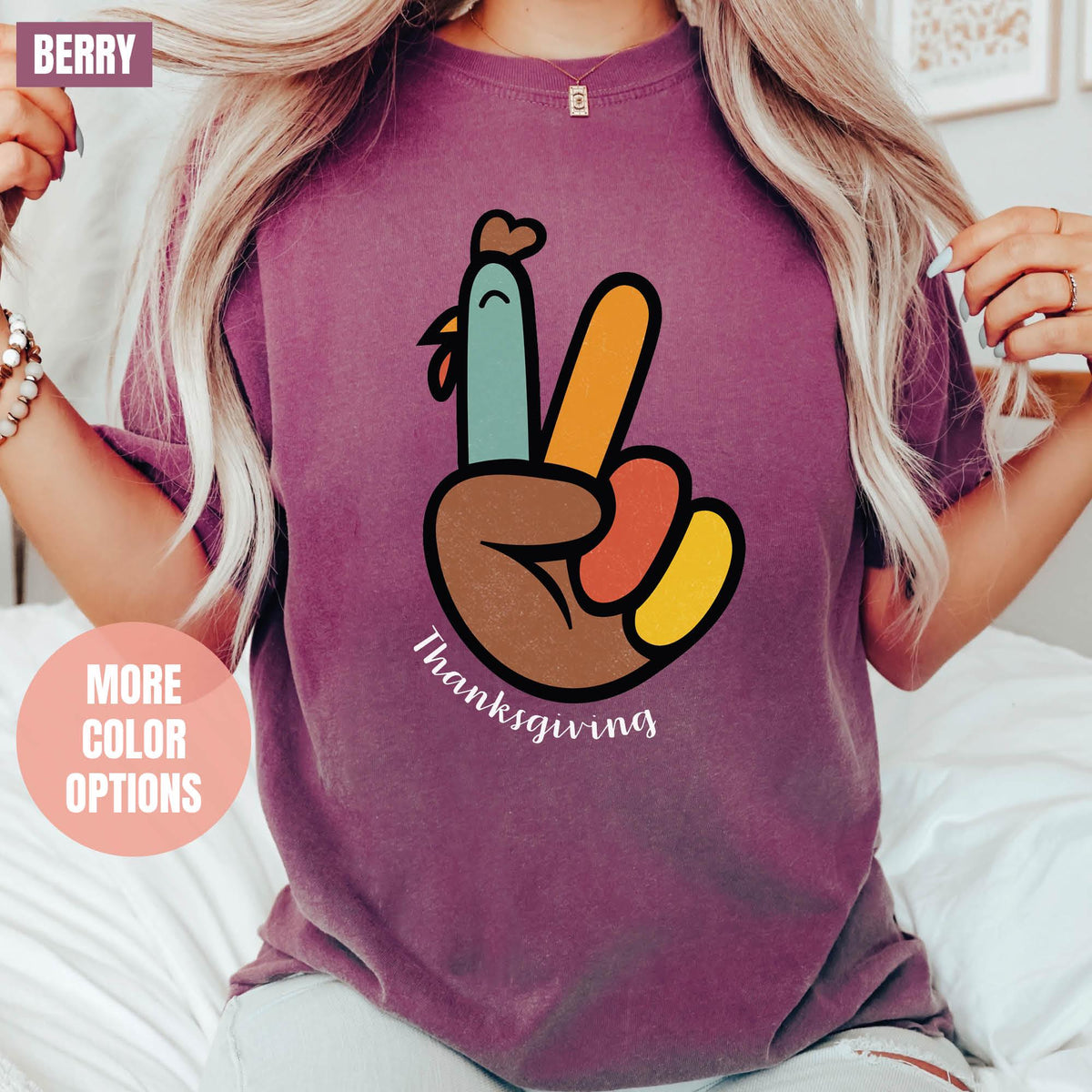 Peace Sign Turkey, Retro Thanksgiving Turkey Shirt, Comfort Colors®, Hello Thanksgiving T-shirts, Happy Thanksgiving, Gifts For Thanksgiving