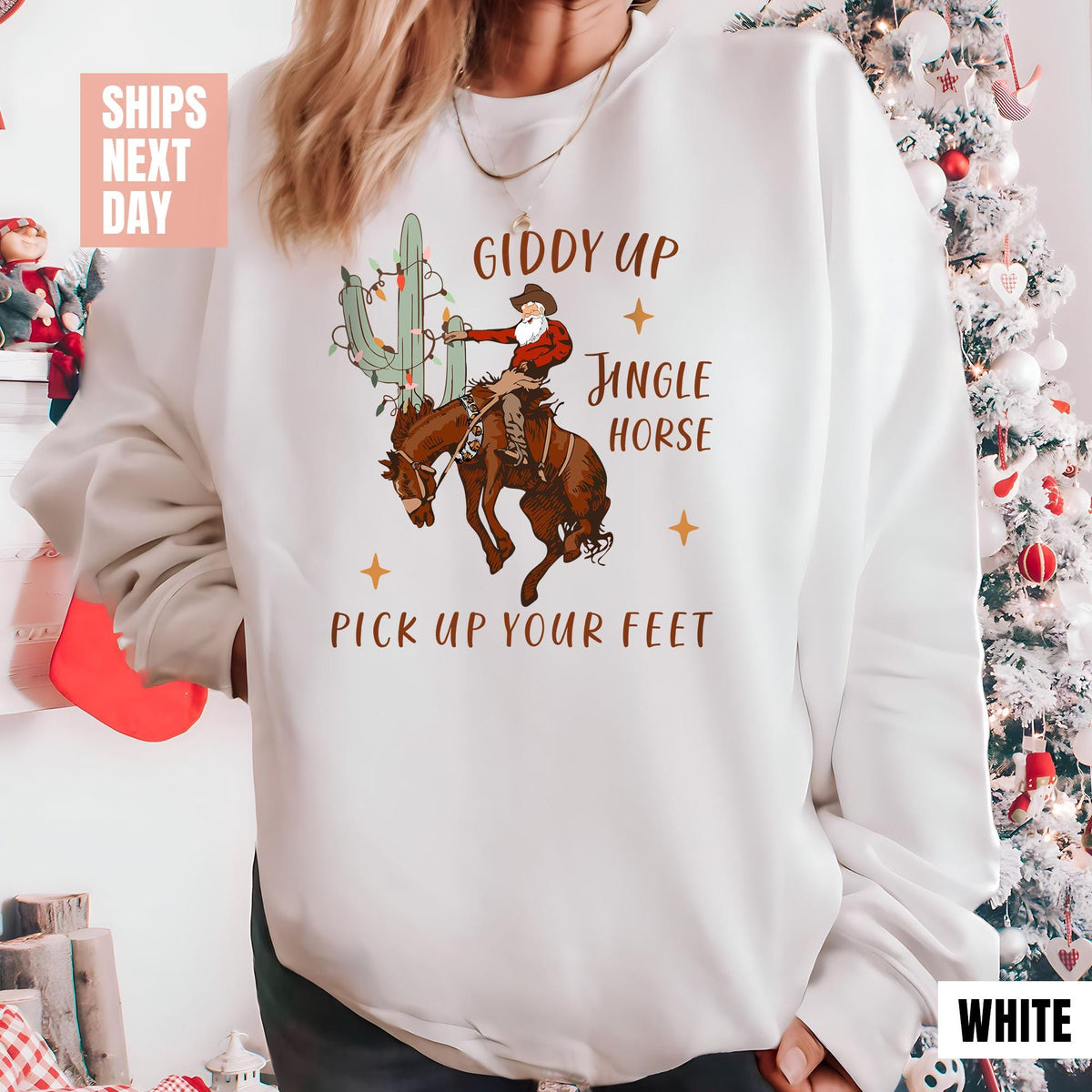 Cowboy Christmas Sweatshirt, Jingle Horse Pick Up Your Feet, Howdy Country Cowgirl T-shirts