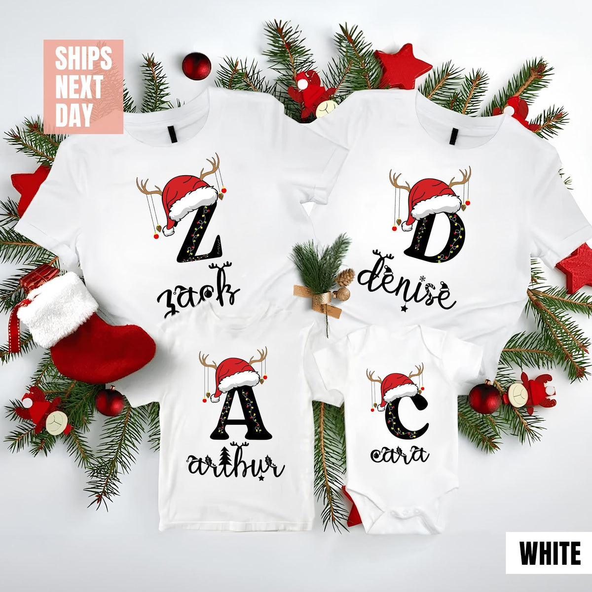 Family Christmas Name Shirt, Monogrammed Family Christmas Shirt, Personalized Christmas Family TShirt, Custom Christmas Shirt, With Name Tee