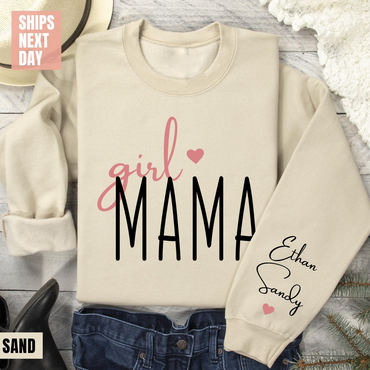 Personalized Girl Mama Sweatshirt, Custom Mom Of Girls Sweater, New Mama Outfit, Cute Birthday Mommy Gifts, Baby Announcement Momma Clothing
