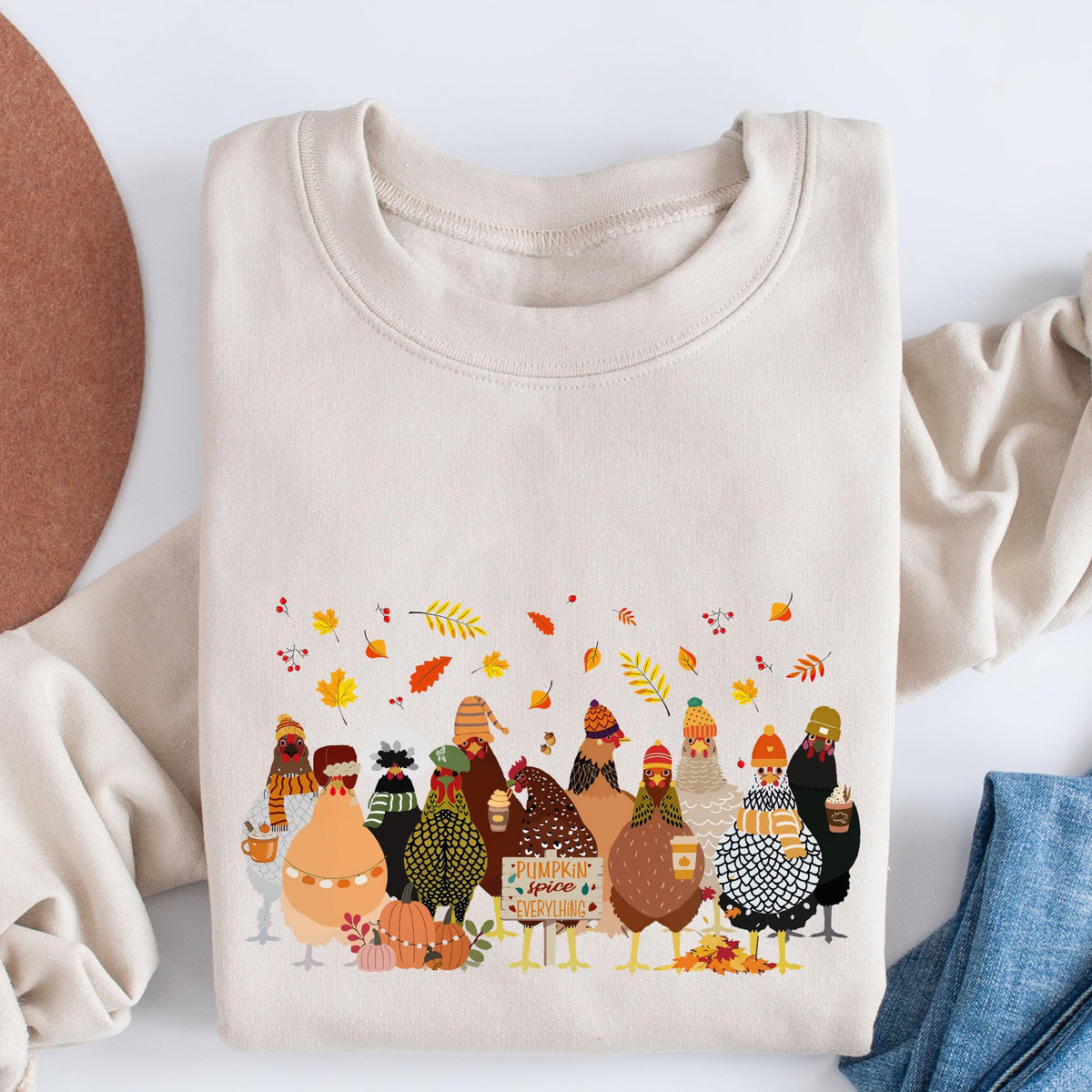 Humorous Fall Chickens Shirt, Fall Chickens Sweater, Women Fall Sweatshirt, Chicken Lover Fall T-shirt, Autumn Chicken Sweater, Fall Sweater