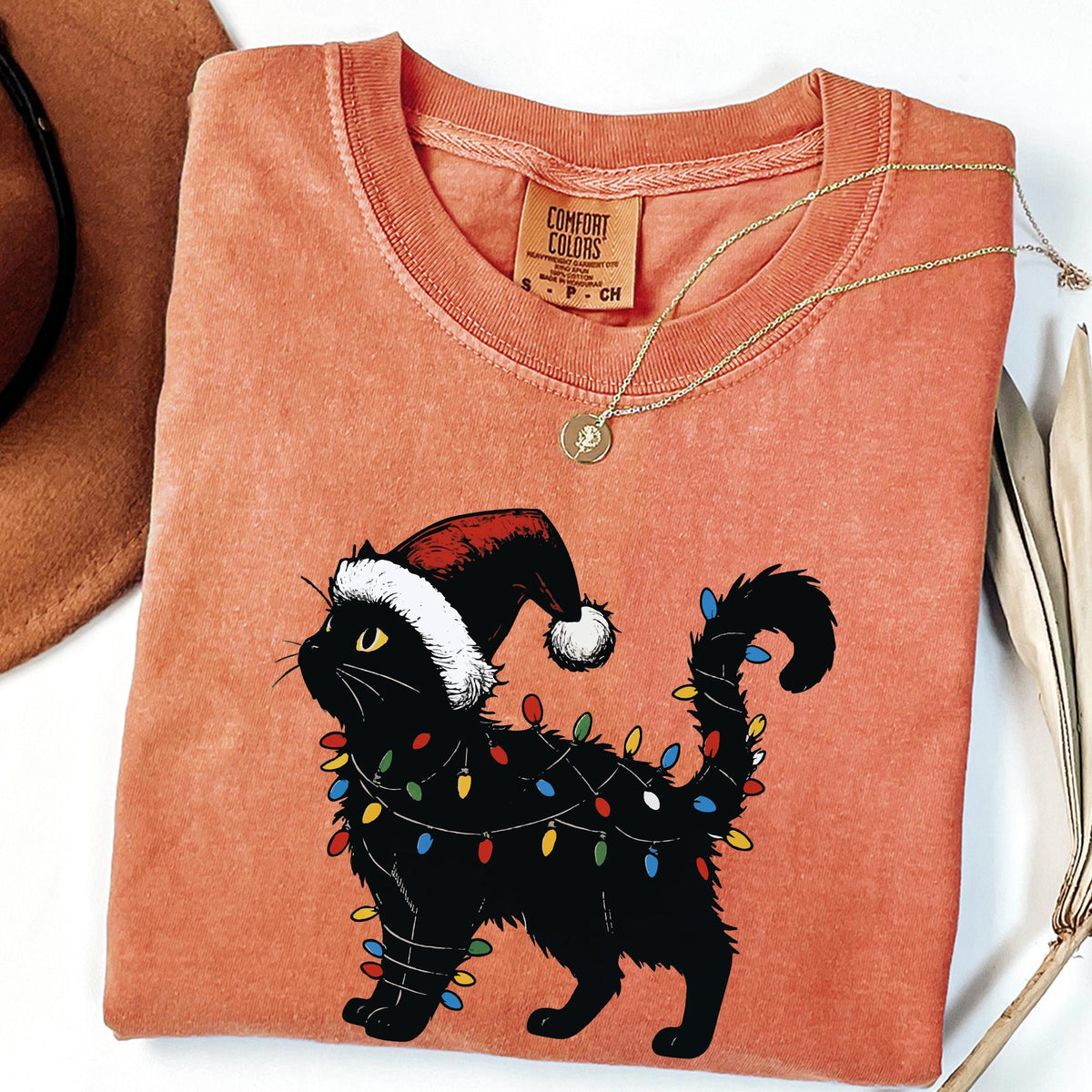Comfort Colors® Cute Cat Christmas Shirt, Cat Mom Christmas Gift, Funny Christmas Cat Shirt, Cat Lover Christmas Gift, Womens Holiday Shirts