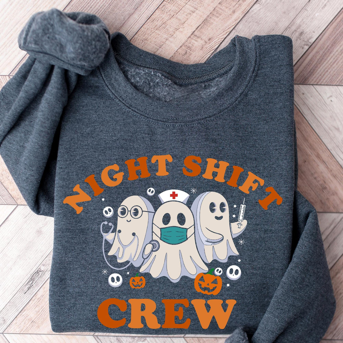 Night Shift Crew, Halloween Nurse Sweatshirt, Retro Spooky Nurse Tshirt, Registered Nurse Sweatshirt, Halloween RN Shirt, Nursing School Tee