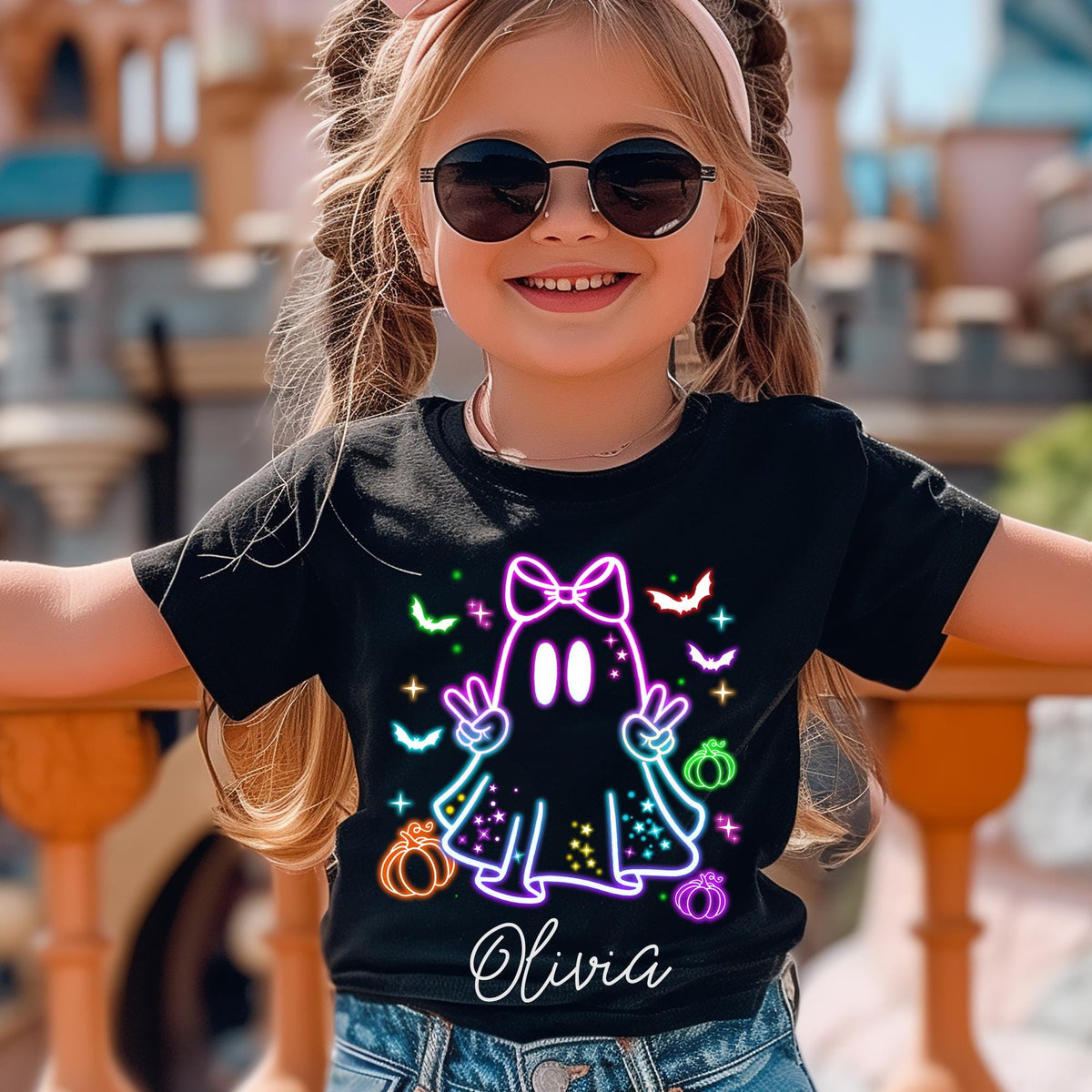 Custom Kids Halloween Neon Shirt, Cute Ghost T-Shirt, Neon Halloween Ghost Shirt, Girls Halloween Tee, Boys Halloween Tee, Halloween Toddler