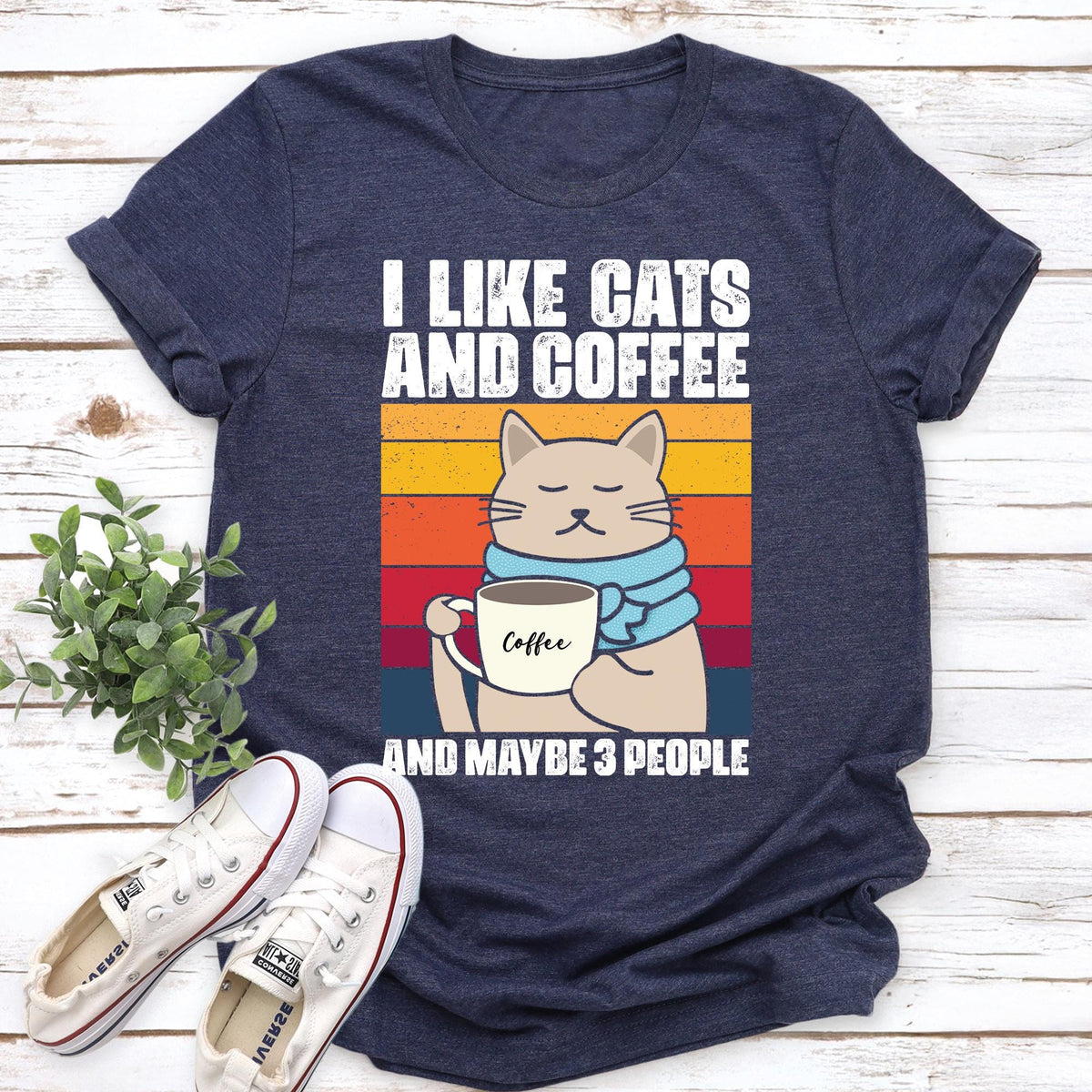 I Like Cats And Coffee Shirt, Coffee Lover Shirt, Funny Cat Shirt, Cat Mom Gift, Retro Coffee T-shirt, Vintage Cat Shirt, Cat Lover T-shirts