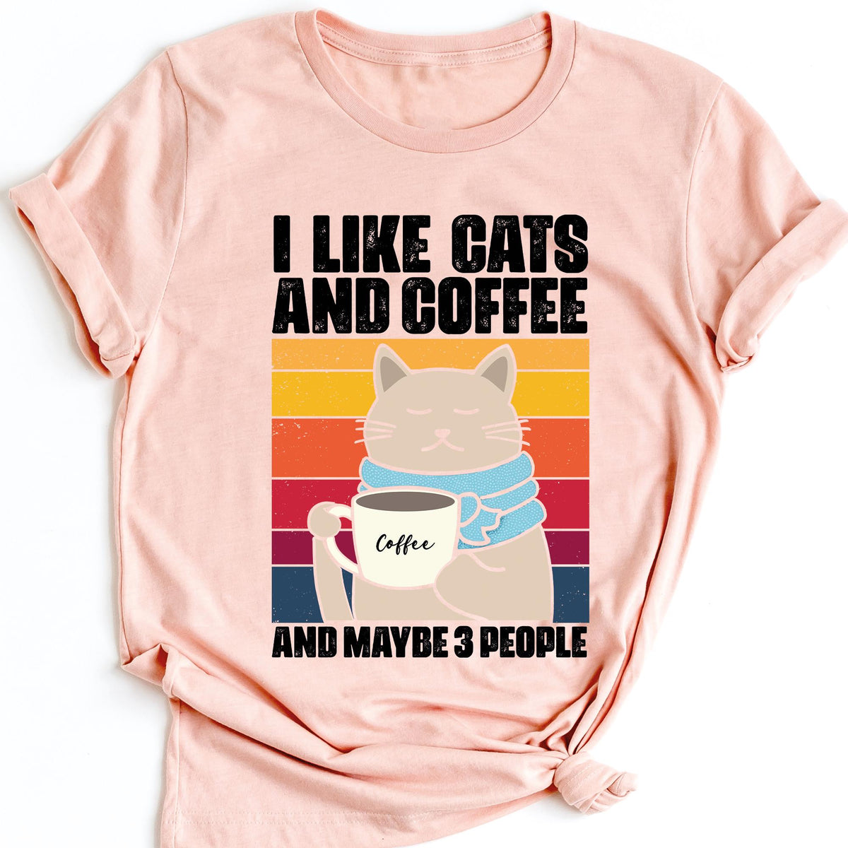 I Like Cats And Coffee Shirt, Coffee Lover Shirt, Funny Cat Shirt, Cat Mom Gift, Retro Coffee T-shirt, Vintage Cat Shirt, Cat Lover T-shirts