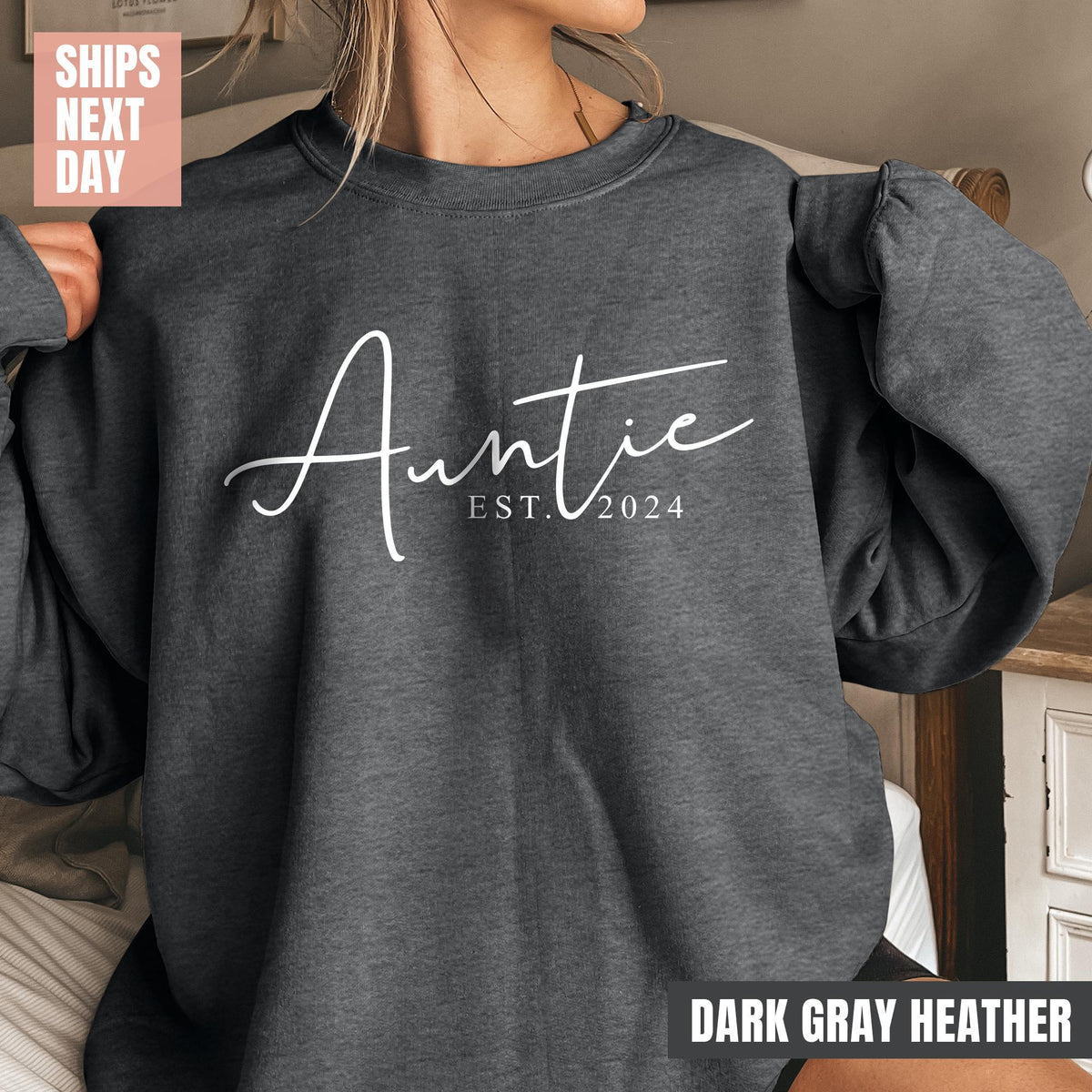 Custom Auntie Est Sweatshirt, Auntie Sweatshirt, Auntie Gift, Aunt Shirt, Christmas Gift Auntie, Mother's Day Sweatshirt, Mothers Day Shirt