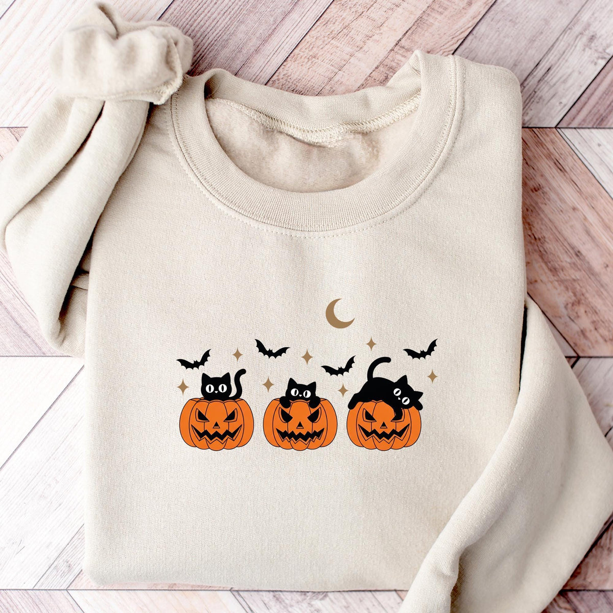 Black Cat Sweatshirt, Halloween Sweatshirt, Pumpkin T-shirts, Fall Sweatshirt for Women, Halloween Crewneck, Bat Top, Spooky Season T-shirts