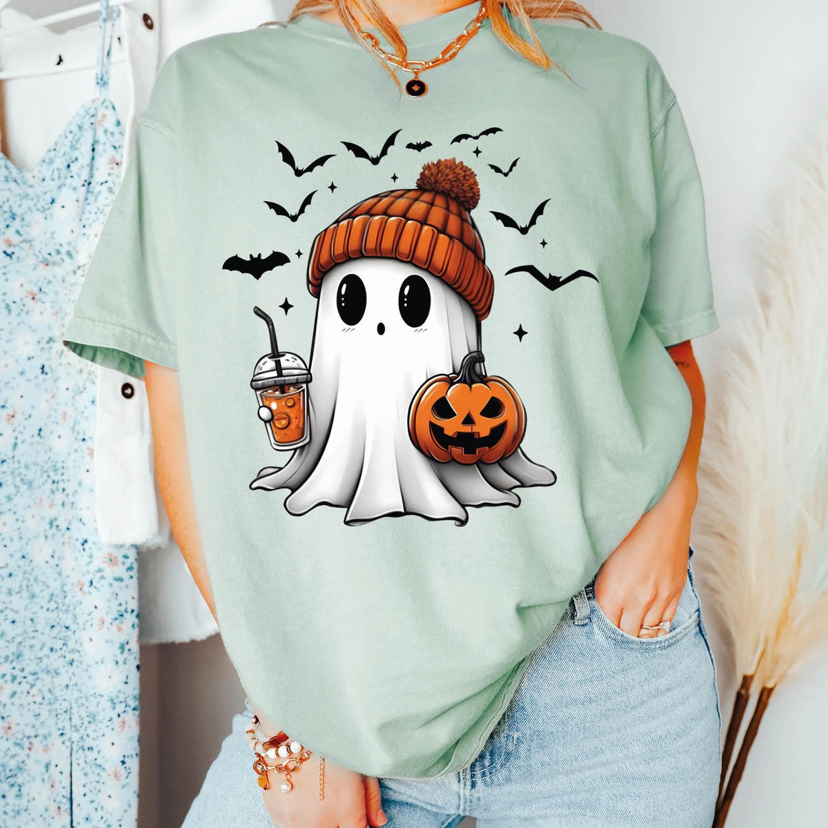 Cute Ghost Shirt, Funny Spooky Shirt, Womens Ghost Shirt, Comfort Colors®, Fall Ghost T-shirt, Spooky Season Gifts, Halloween Party Gifts