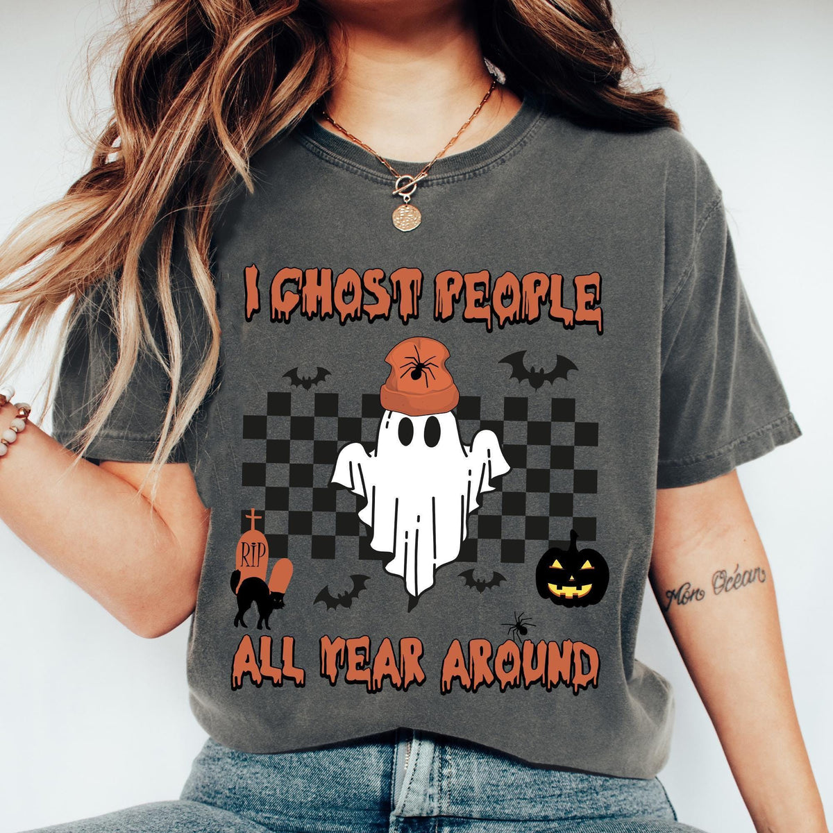 I Ghost People All Year Around Shirt, Halloween Shirts, Halloween Costumes, Spooky Vibes T-shirts, Comfort Colors®, Halloween Party T-shirts