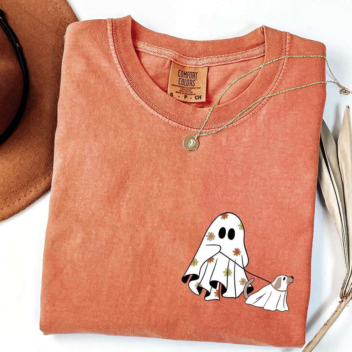 Comfort Colors® Сute Ghost Dog Shirt, Dog Lovers Halloween Gift, Halloween DogTees, Spooky Season, Fall Graphic Tee, Womens Halloween Shirts