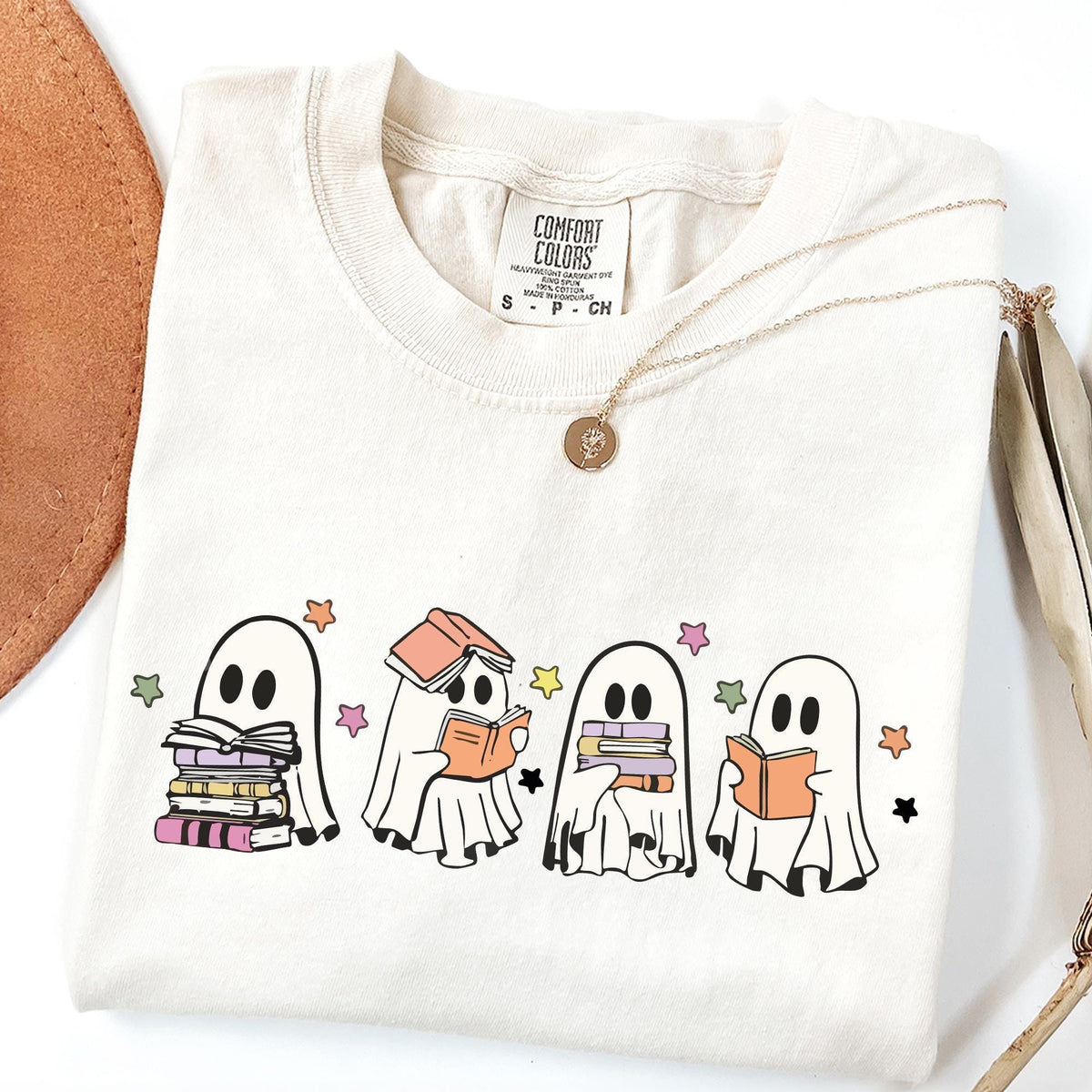 Ghosts Reading Books Shirt, Books Lover Ghost Gift, Cute Little Ghost Shirt, Womens Halloween Shirt, Spooky Season T-shirts, Comfort Colors®