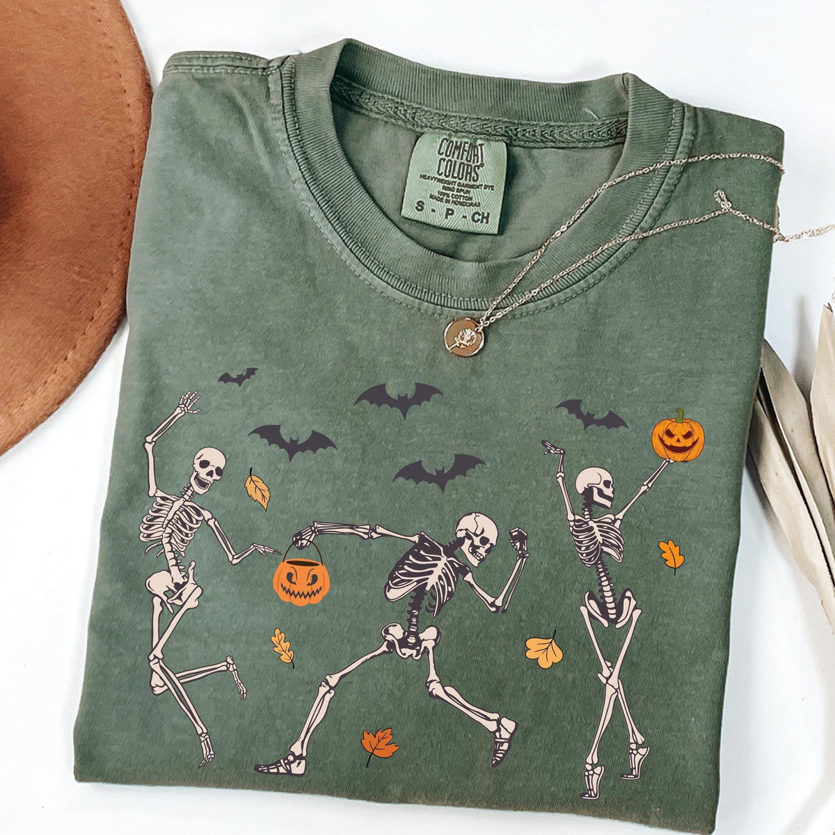 Comfort Colors® Dancing Skeleton Shirt, Halloween Shirt, Pumpkin Shirts, Retro Halloween Shirt, Skull Funny T-shirt, Dancing Lovers T-shirts