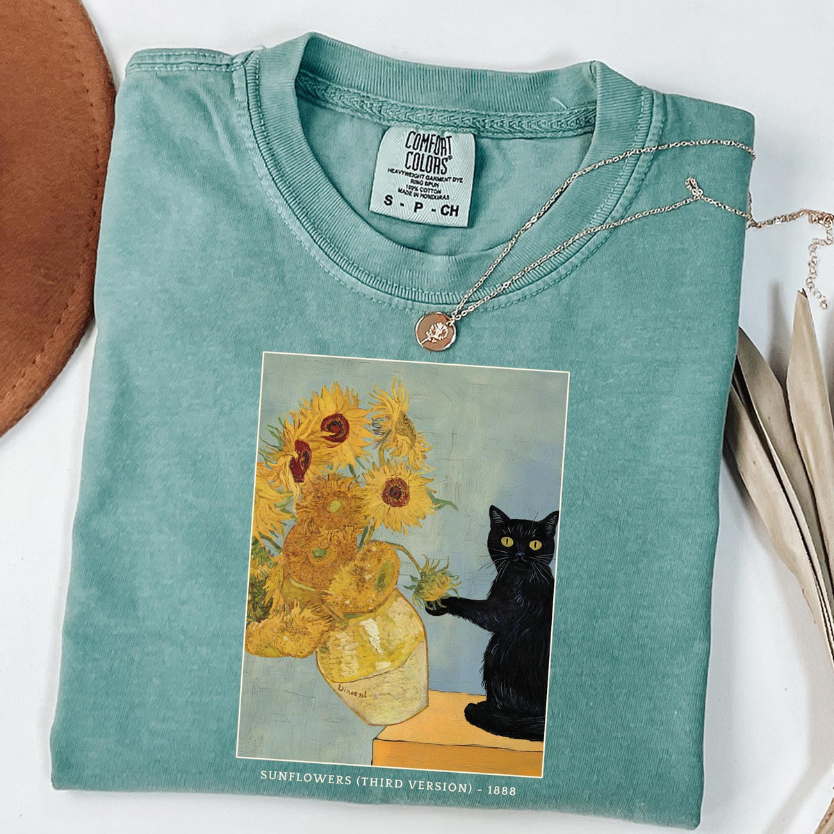 Comfort Colors® Van Gogh Cat Shirt, Van Gogh Irises Cat Shirt, Black Cat tee, Funny Cat shirt, Ladies Shirt, Funny gift Idea, Funny Cute Cat