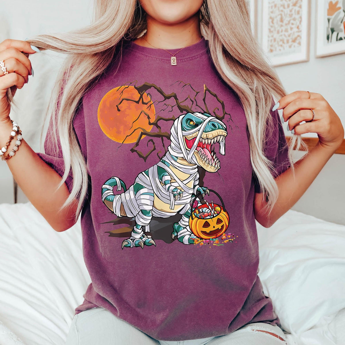 Halloween Shirt, Dinosaur Skeleton T rex Scary Shirt, Spooky Saurus Rex Shirt, Comfort Colors®, Dinosaur Halloween Gift, Cute Halloween Gift