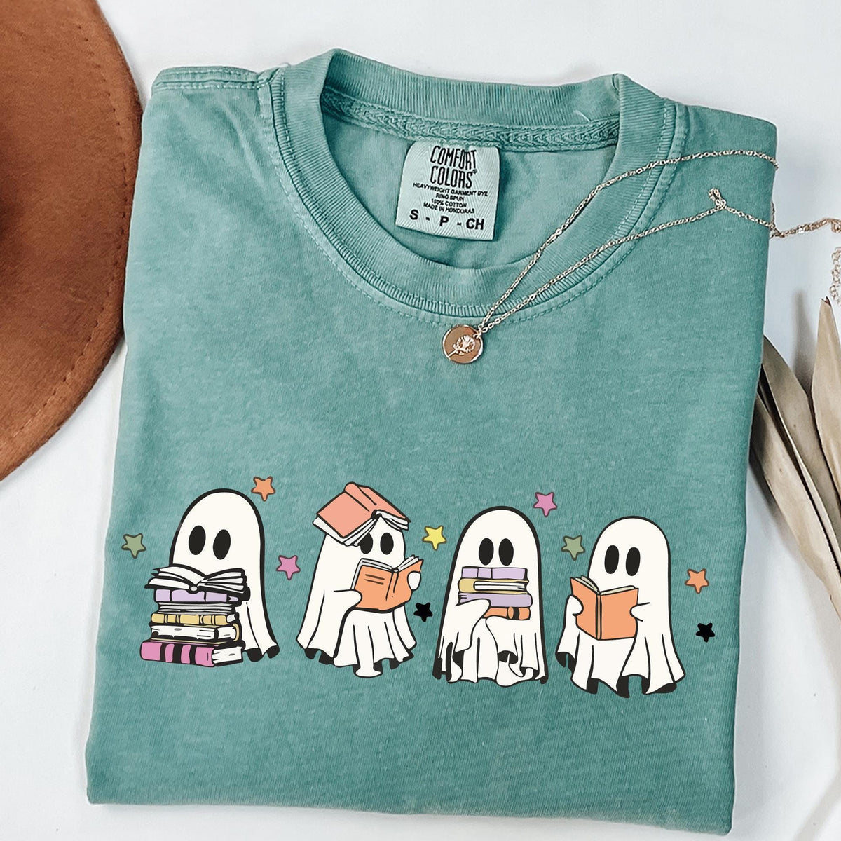 Ghosts Reading Books Shirt, Books Lover Ghost Gift, Cute Little Ghost Shirt, Womens Halloween Shirt, Spooky Season T-shirts, Comfort Colors®