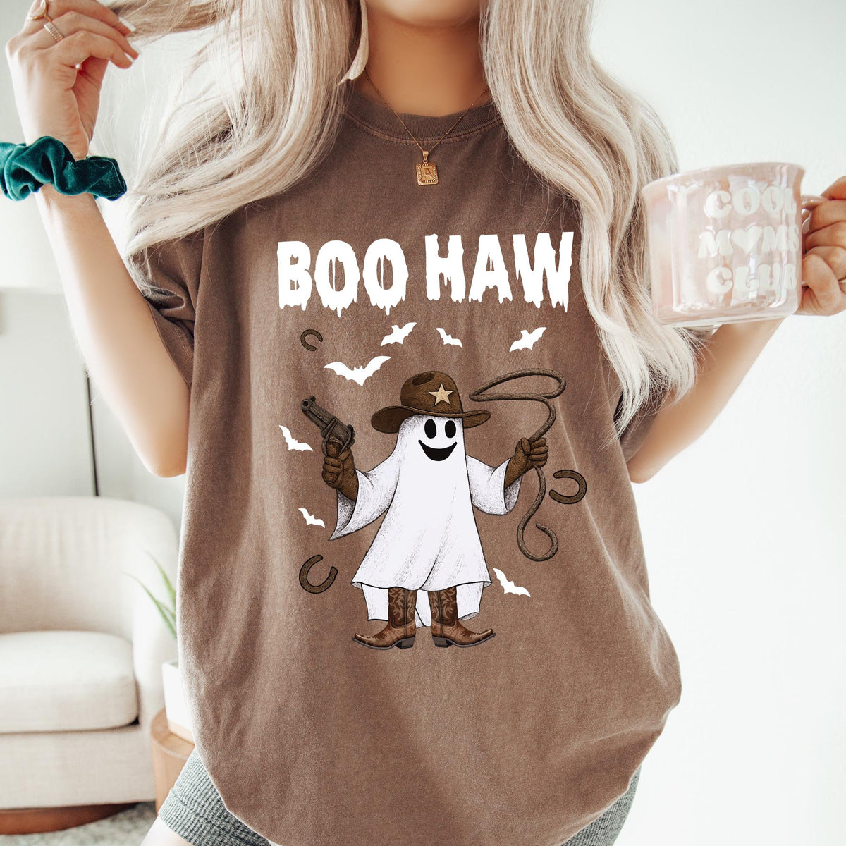 Comfort Colors® Boo Haw Shirt, Funny Ghost Cowboy Tee, Western Halloween Shirt, Spooky Fall Shirt, Country Girl Gift, Funny Halloween Shirts