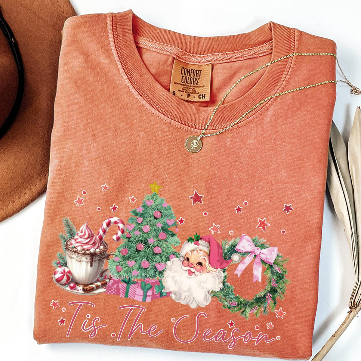 Tis The Season Sweatshirt Comfort Colors®, Coquette Bow Christmas Shirts, Retro Christmas Crewneck, Merry Christmas, Girly Christmas Sweater