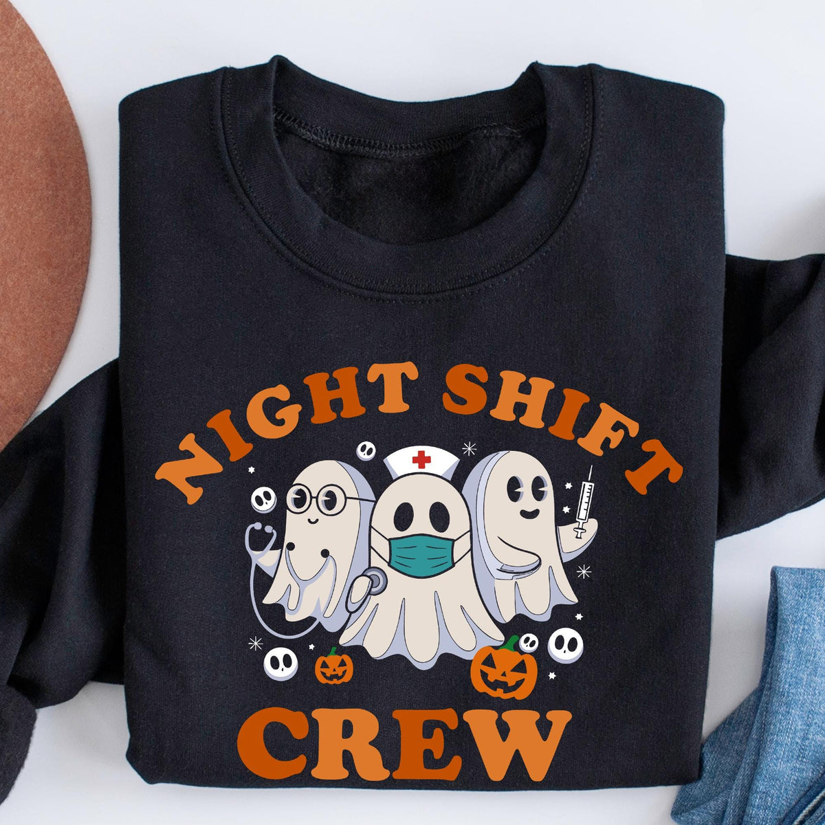 Night Shift Crew, Halloween Nurse Sweatshirt, Retro Spooky Nurse Tshirt, Registered Nurse Sweatshirt, Halloween RN Shirt, Nursing School Tee