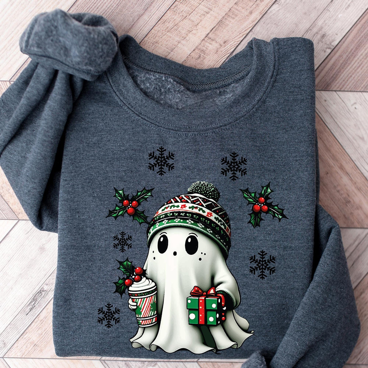 Ghost Santa Christmas Sweatshirt, Christmas Ghost Gift, Holiday Gift, Xmas Gift, Christmas Sweatshirt, Halloween Ghost Sweatshirt, Ghost Tee