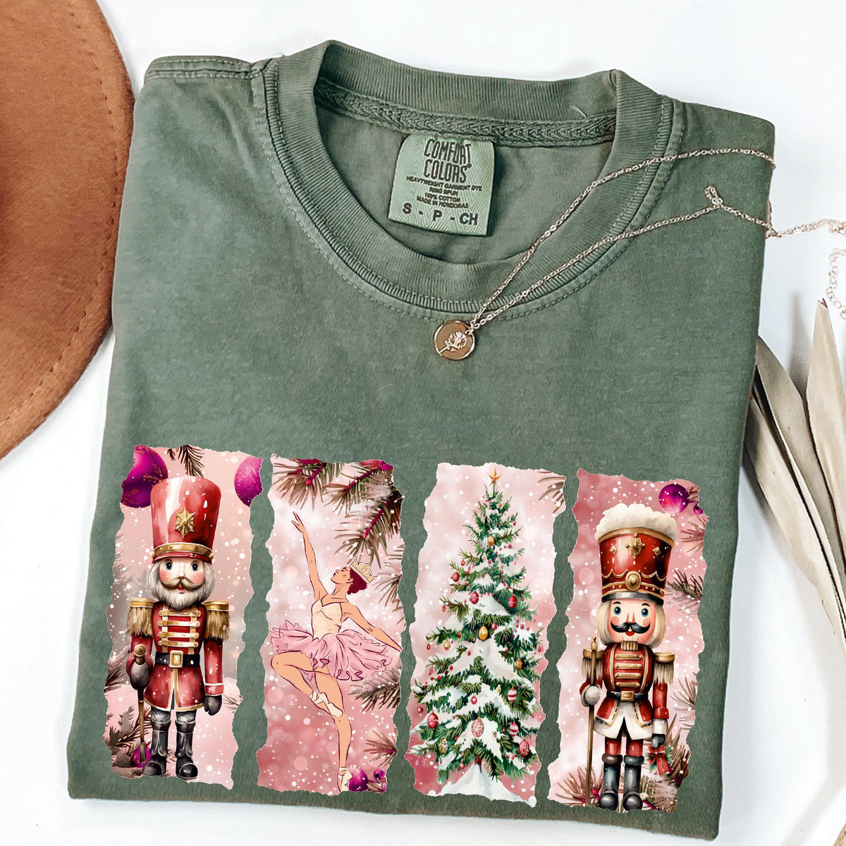 Comfort Colors® Nutcracker Christmas Shirt, Women's Holiday T-shirt, Holiday Party Gift, Festive Christmas Shirt, Watercolor Holiday T-shirt