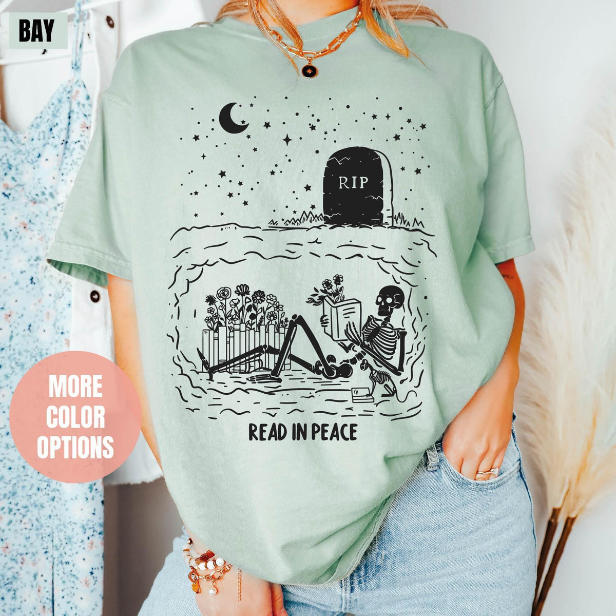 Halloween Read In Peace Shirt, Halloween Ghost Reading Shirts, Comfort Colors®, Book Lover Halloween, Funny Halloween T-shirt, Spooky Season