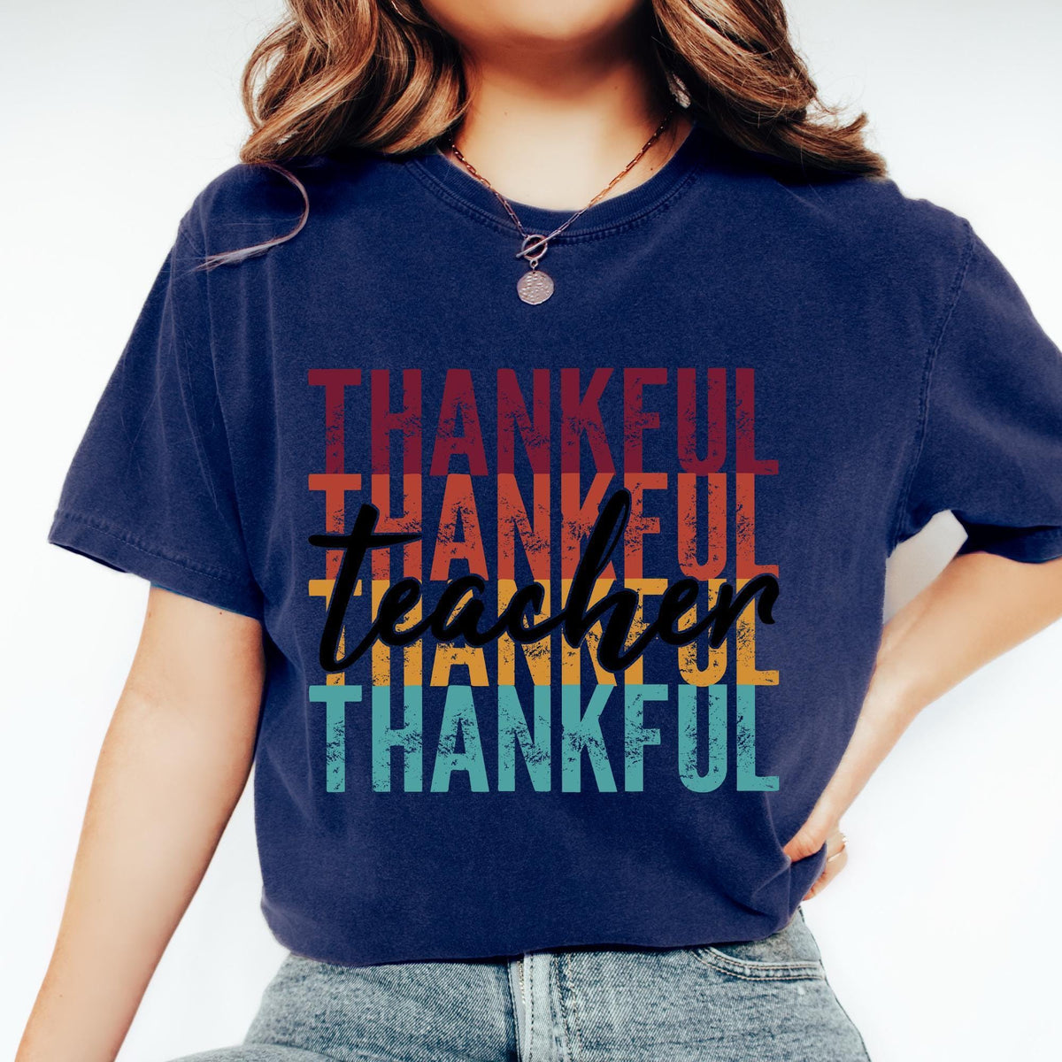 Thanksgiving Teacher Shirt, Thankful Rainbow Pumpkin Shirt, Thanksgiving Vacation Tee, Family Thanksgiving Shirt, Comfort Colors®, Fall Tees