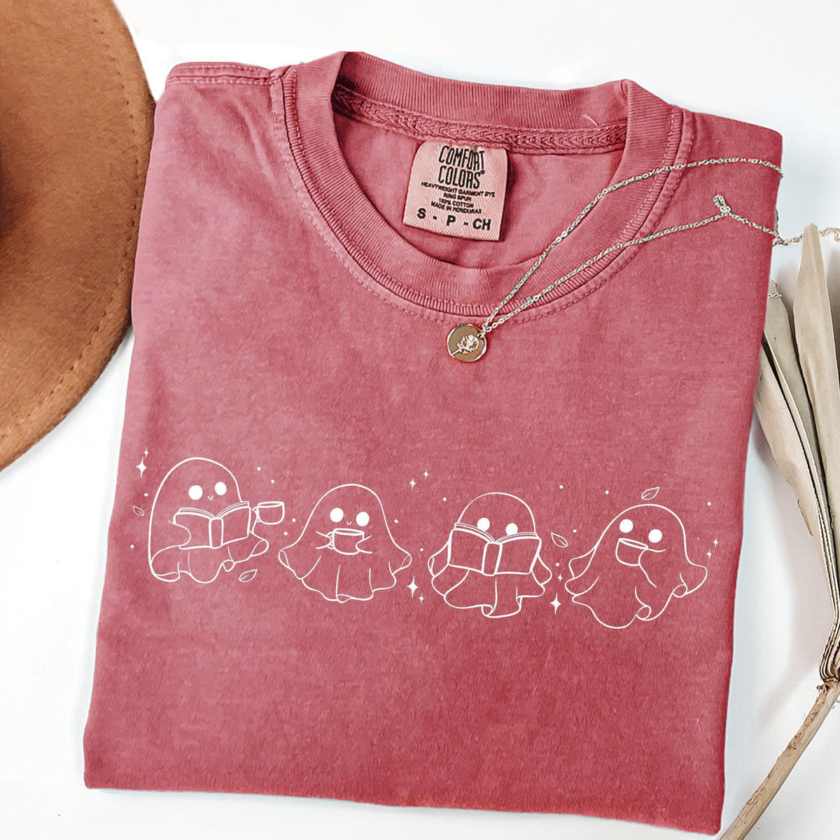 Comfort Colors® Cute Ghost Reading Books Shirt, Womens Halloween Shirt, Books Lover Halloween Shirt, Spooky Season, Bookish Halloween Shirts